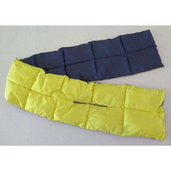 Aerie #674830829 Unisex Yellow/Navy Reversible Pull Through Puffer Scarf - Picture 4 of 4
